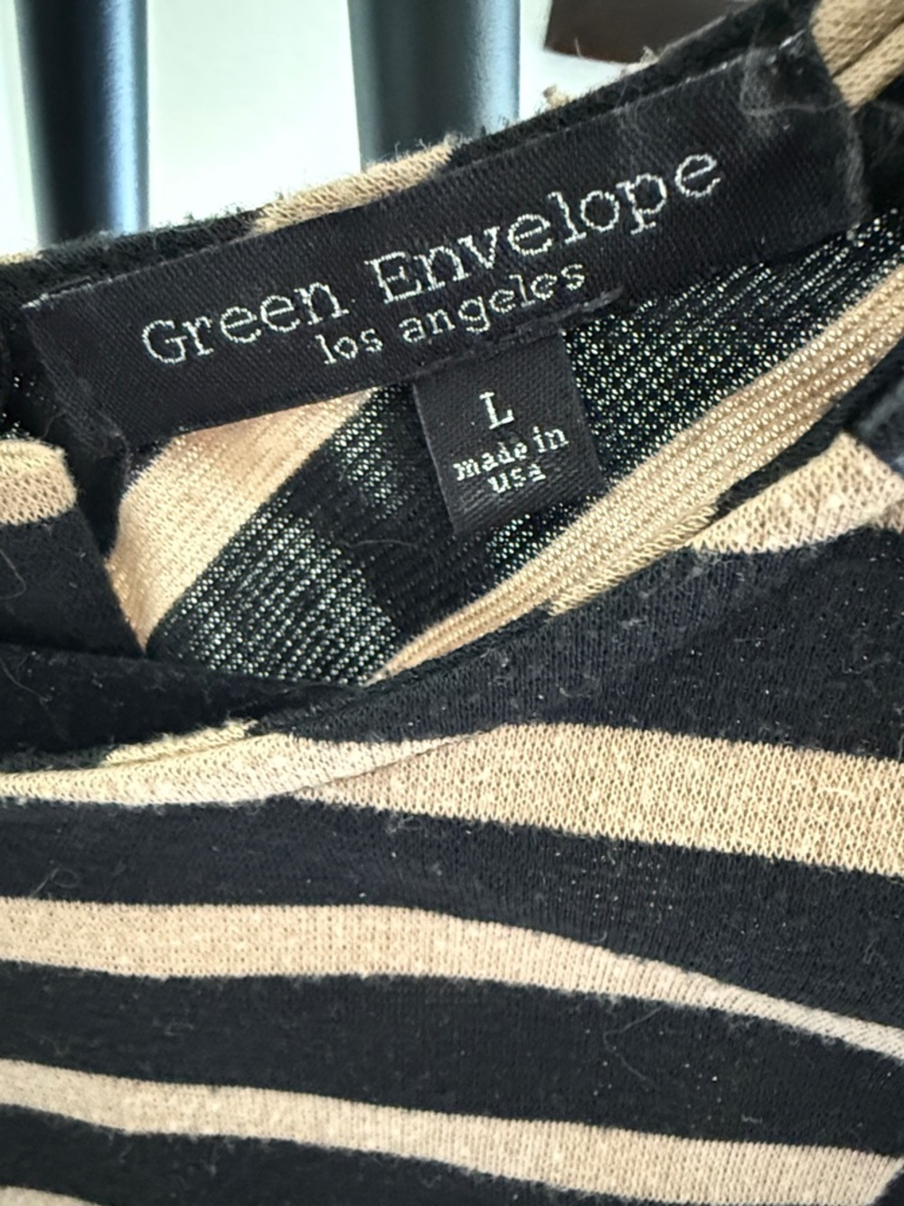 Green Envelope Black and Tan Striped Sleeveless A-Line Tunic - Picture 2 of 3